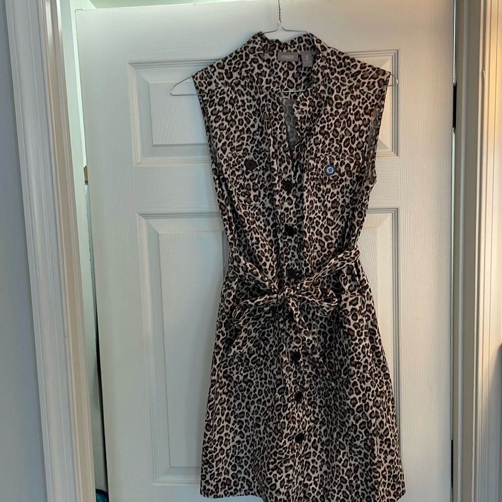 Chicos size “2” leapord dress above the knee. More like  size 14
